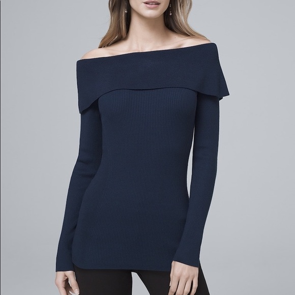 WHBM Off The Shoulder Bow Back Knit Sweater Tunic - Picture 4 of 5